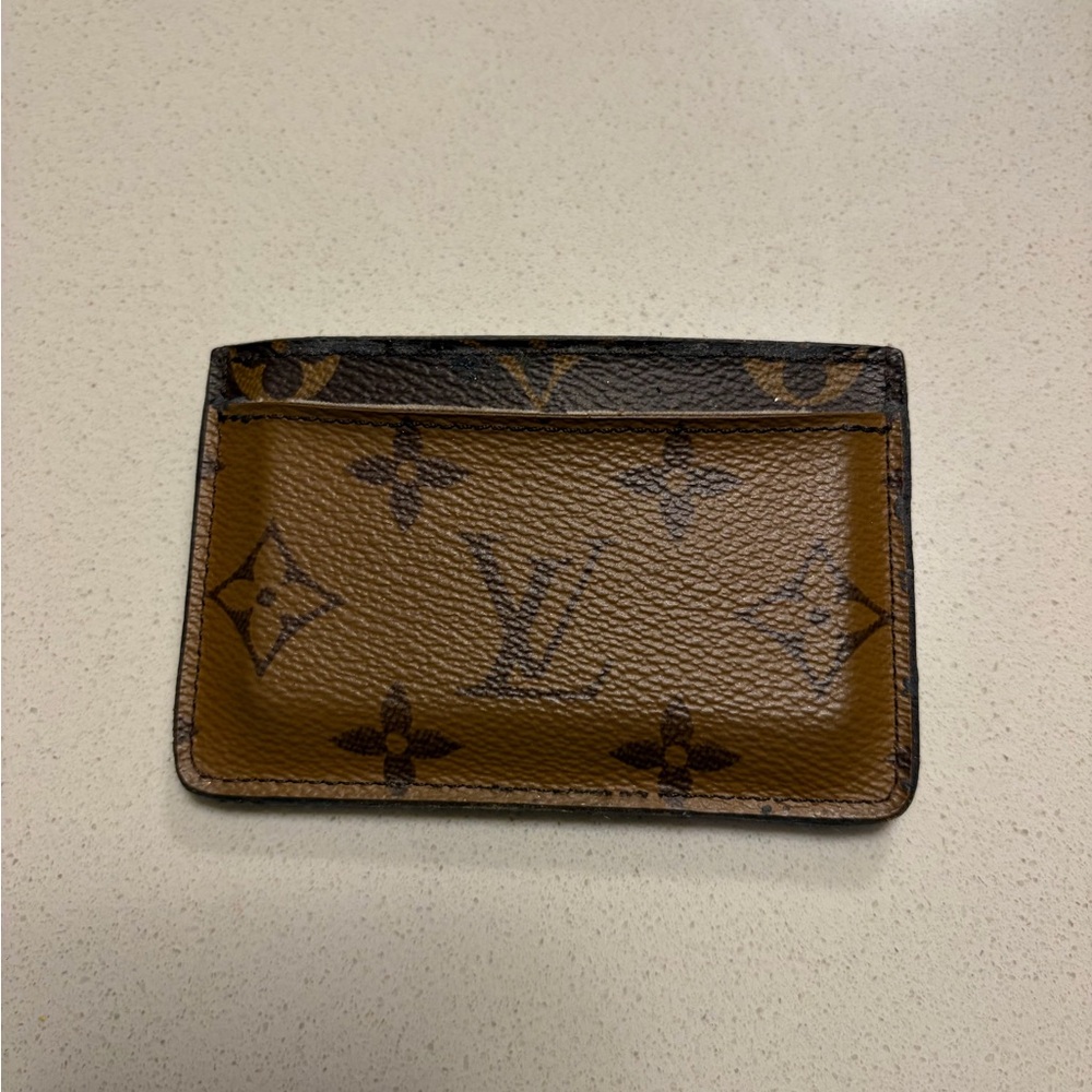 Louis Vuitton Tan and Black Monogram Card Holder